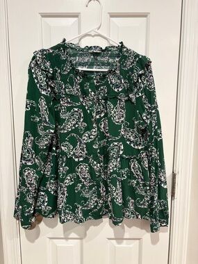 Women's crown & ivy Paisley Ruffled Long-Sleeve Top
